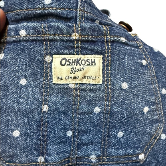 Vintage Oshkosh B'gosh Overalls Vestbak Denim Jeans Polka Dot Size 5T Boys Girls - Picture 3 of 9